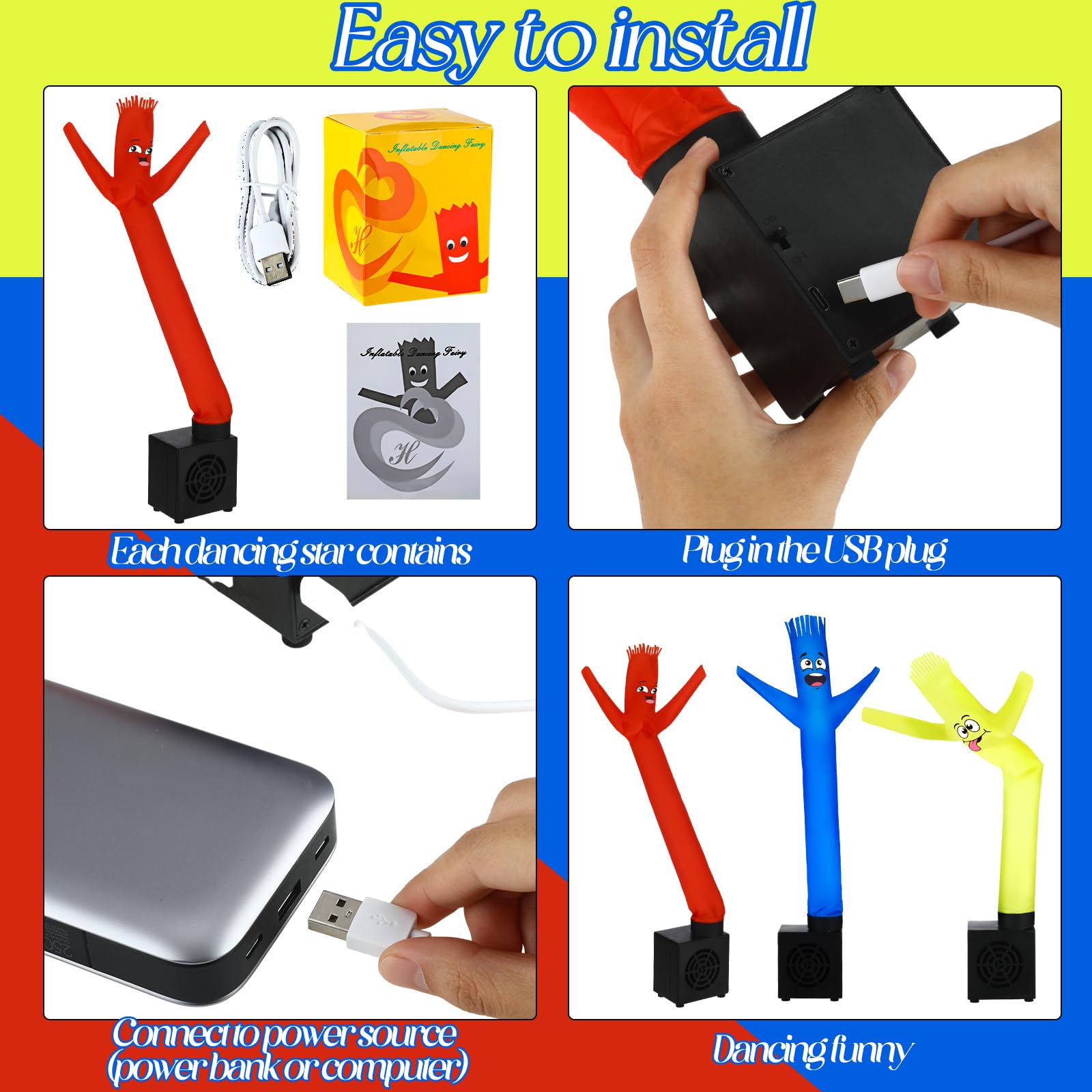 Poen 3 Pcs Mini Inflatable Tube Man Gift Funny Gag Birthday Wacky